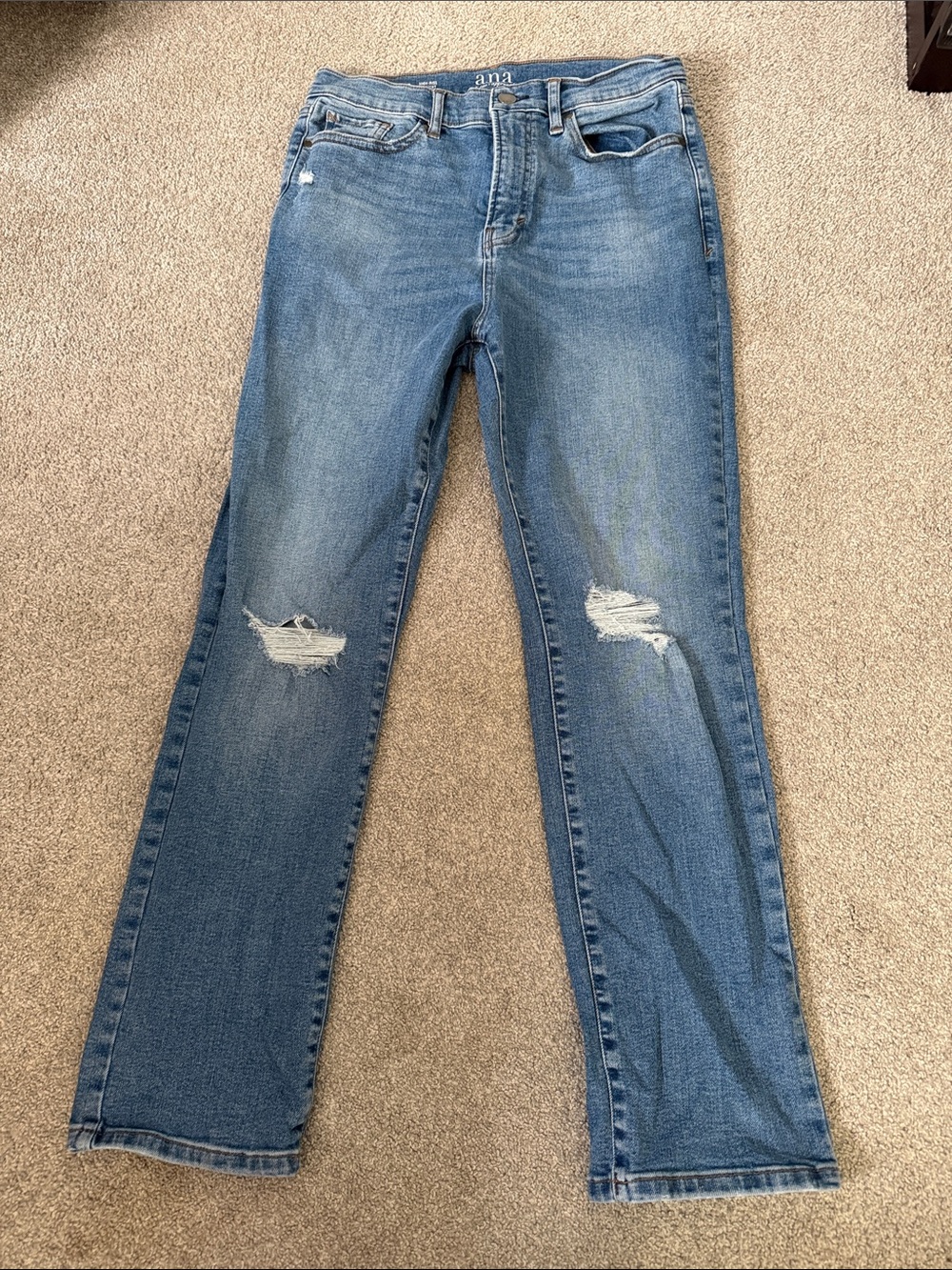 a.n.a Women's Straight Leg Distressed Jeans - Light Blue
